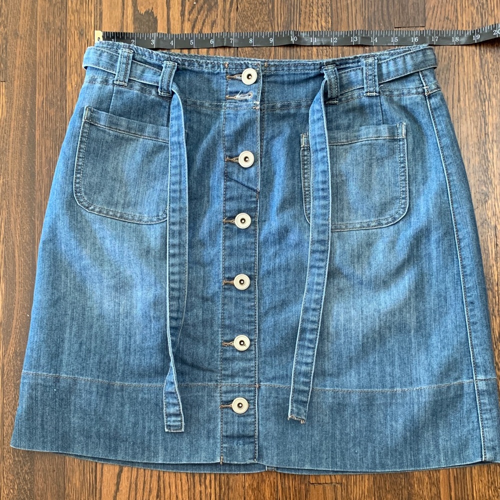Baccini Blue Button-Front Denim Mini Skirt